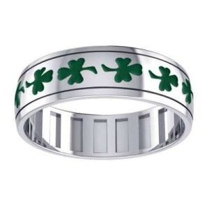 Celtic Shamrock Sterling Silver Fidget Spinner Ring