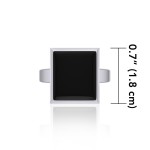 Square Inlaid Black Onyx Stone Ring 