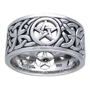 Pentacle Open Knotwork Sterling Silver Ring