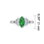 Double Triquetra Ring with Emerald Gem