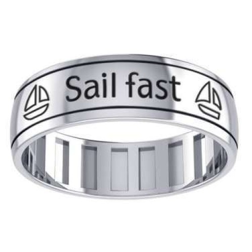Sail Fast, Sail Forever Sterling Silver Fidget Spinner Ring