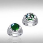 Celtic Triquetra with Emerald Flip Ring