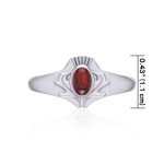 Thistle Silver Ring with Garnet Gemstone