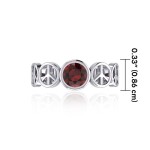 Peace Sign Band Ring with Garnet