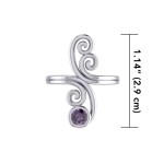 Modern Abstract Ring with Round Amethyst Gemstone