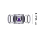 Modern Ring with Inlaid Amethyst Recovery Symbol