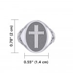 Modern Cross Mens Signet Ring