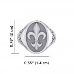 Fleur de Lis Mens Signet Ring