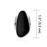 Modern Abstract Inlaid Black Onyx Ring 