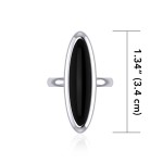 Modern Long Oval Inlaid Black Onyx Ring