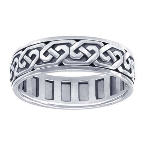 Celtic Knot Solid Sterling Silver Fidget  Spinner Ring