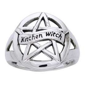 Kitchen Witch Pentacle Sterling Silver Ring