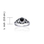 Filigree Sterling Silver Ring with Black Onyx Gem