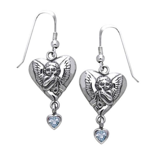 Amy Zerner Cupid Heart Earrings with Blue Topaz