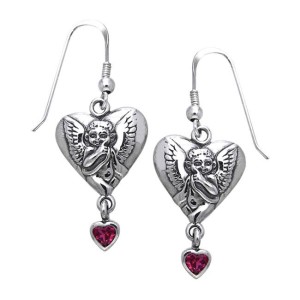Amy Zerner Cupid Heart Earrings with Garnet