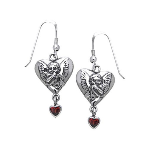 Amy Zerner Cupid Heart Earrings with Ruby