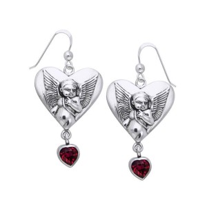 Amy Zerner Cupid Heart with Garnet Earrings