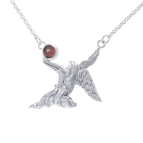 Angel of Passion Necklace with Garnet