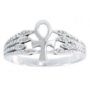 Egyptian Ankh Snake Silver Ring