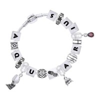 Aquarius Astrology Bead Bracelet with Gem