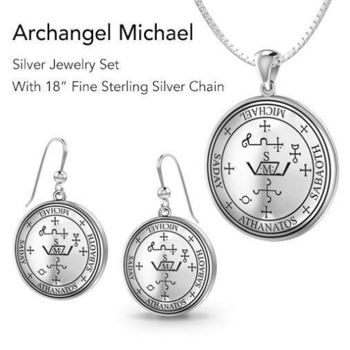 Archangel Michael Sigil Pendant & Earrings with Free Chain Set
