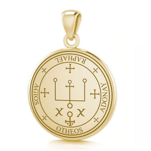 Archangel Raphael Sigil Solid Gold Small Pendant