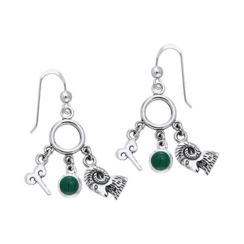 Aries Astrology Earrings with Gems