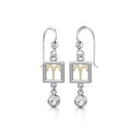 Aries Zodiac Sign Earrings with Diamond