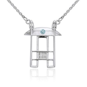 Art Deco Necklace with Blue Topaz