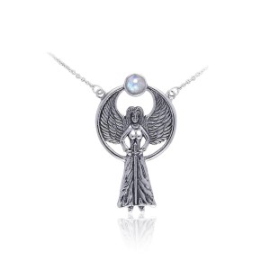 Avenging Angel Necklace with Rainbow Moonstone