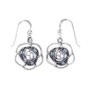 Blooming Rose Earrings with Blue Topaz
