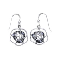 Blooming Rose Earrings with Sapphires