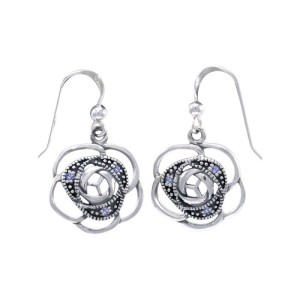 Blooming Rose Earrings with Sapphires