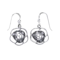 Blooming Rose Earrings with White Cubic Zirconias