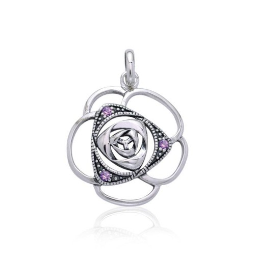 Blooming Rose Pendant with Amethysts