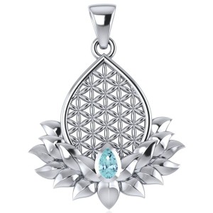 Lotus Flower of Life Blue Topaz Pendant