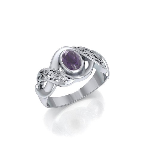 Bold Filigree Ring with Amethyst Gemstone