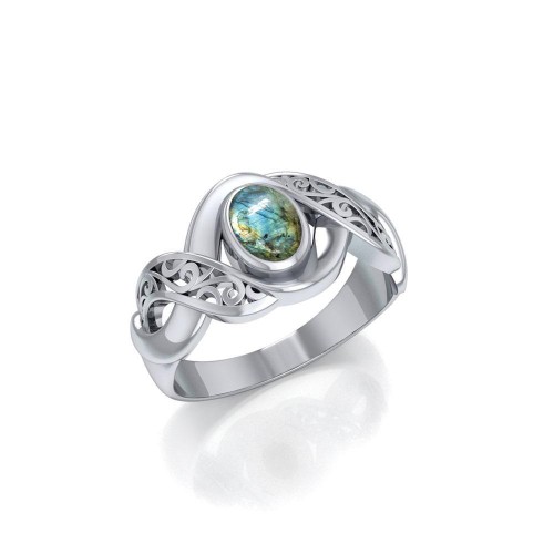 Bold Filigree Ring with Labradorite Gem