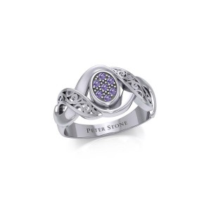 Bold Filigree Ring with Amethyst Gemstones