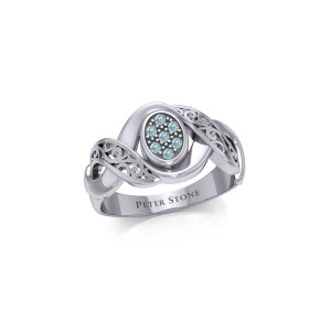 Bold Filigree Ring with Blue Topaz Gemstones