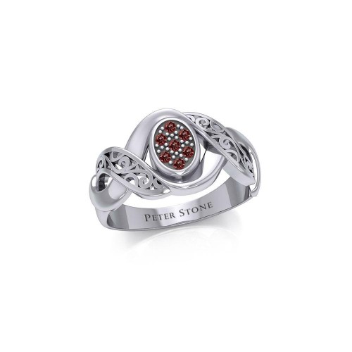 Bold Filigree Ring with Garnet Gemstones