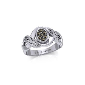 Bold Filigree Ring with Marcasite Gemstones