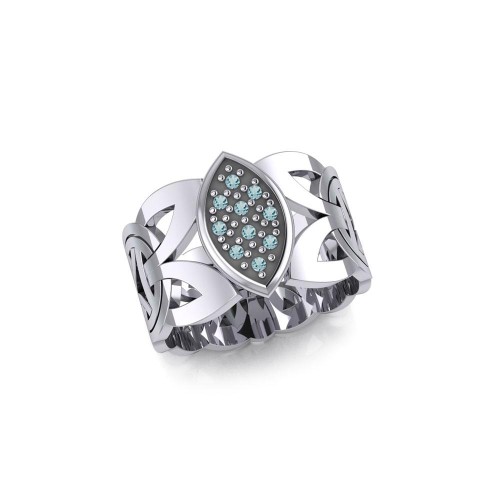 Borre Silver Ring with Blue Topaz Gemstones