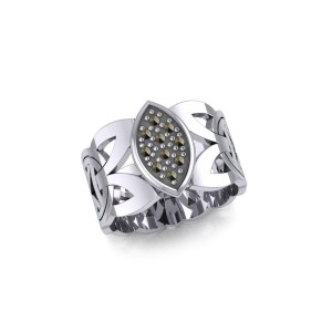 Borre Silver Ring with Marcasite Gemstones