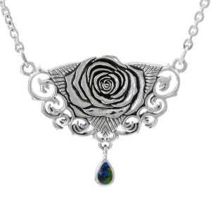 Brigid Ashwood Sacred Rose Silver Necklace with Azurite