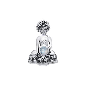 Buddha Time of Meditation Rainbow Moonstone Pendant