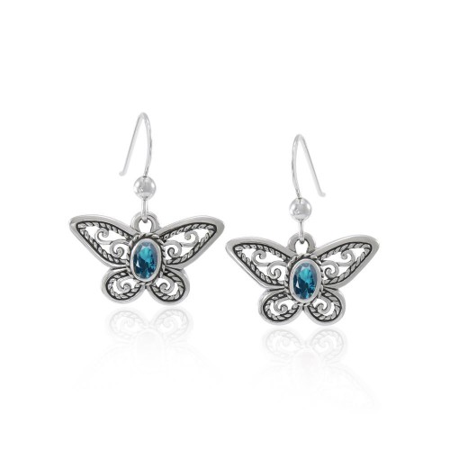 Butterfly Earrings with Blue Topaz