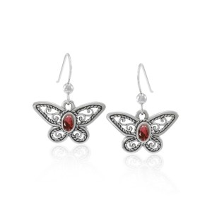 Butterfly Earrings with Garnet