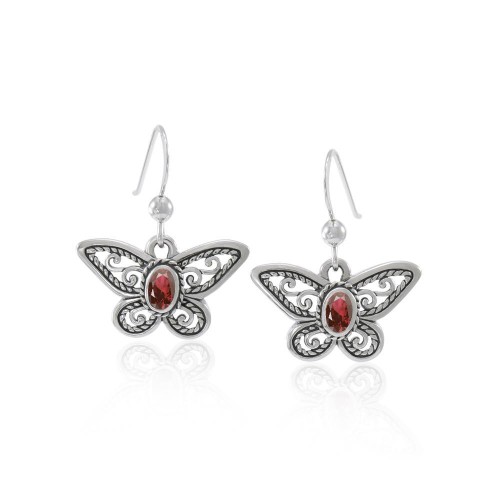 Butterfly Earrings with Garnet