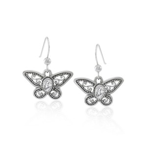 Butterfly Earrings with White Cubic Zirconia
